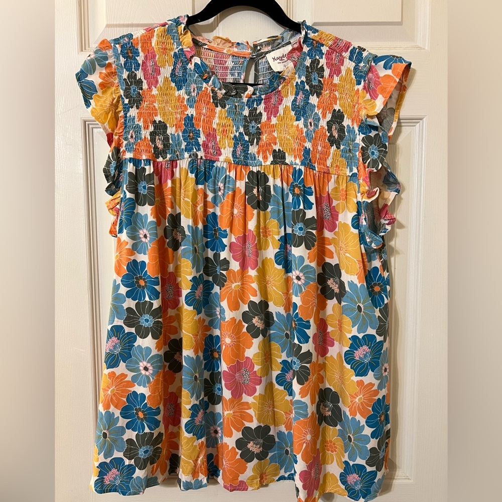 Hayden Colorful Floral Ruffle Blouse